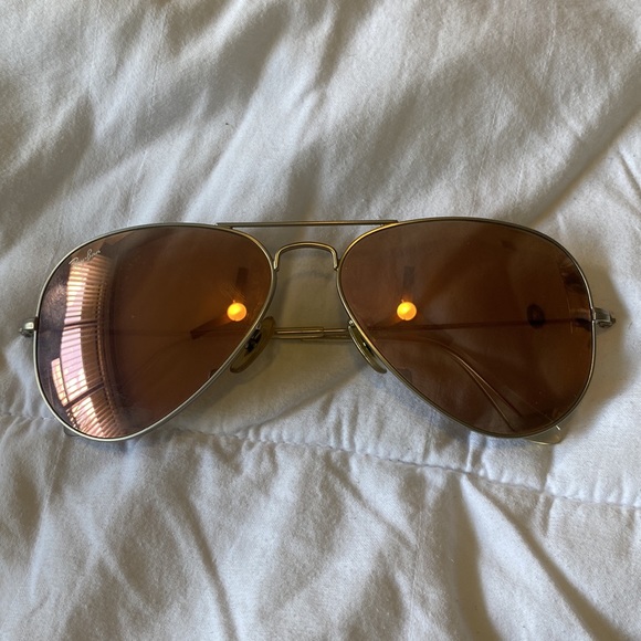 Ray Ban Aviator Matte Silver/Rose Gold Reflective Flash Lense - Picture 2 of 4